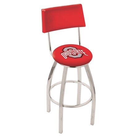 Holland Bar Stool Co 25" Chrome Ohio State Swivel Bar Stool, Back L8C425OhioSt
